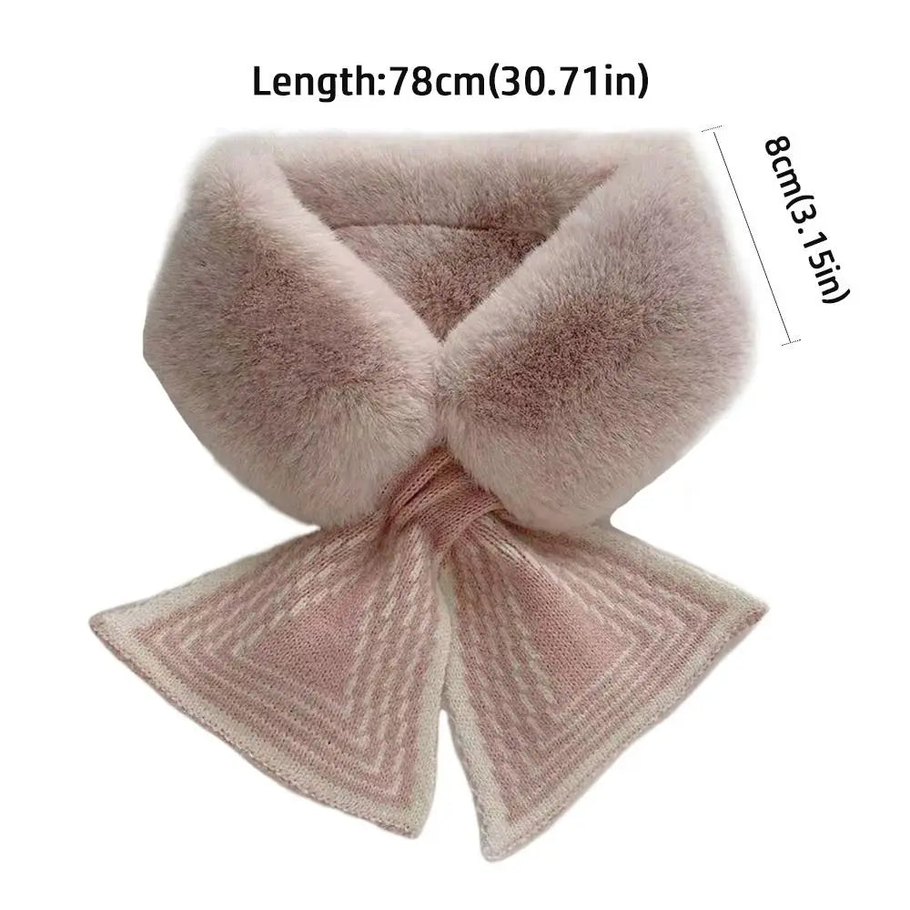 Women's Faux Rabbit Fur Neck Warmer Ring Scarf | Winter Warmth Winter Neck Warmer P3