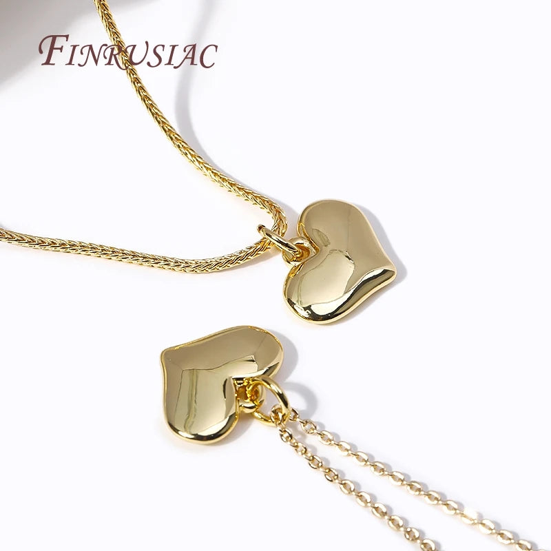 18K Gold Plated Heart Pendant Charm – DIY Brass Necklace Jewelry Pendant Charm P3