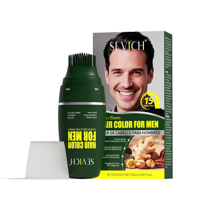 Sevich Black Hair Dye Shampoo – Instant Gray Coverage for Men Hair Dye Shampoo P3 2in1 hair beard dye 50ml