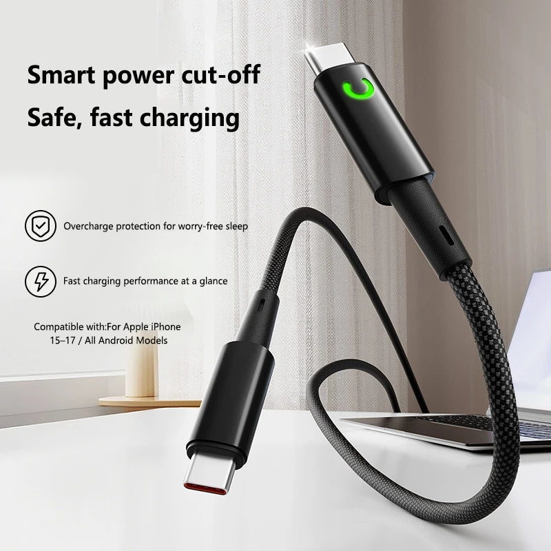 PD 240W Dual USB-C Fast Charging Cable – 6A Nylon Braided USB-C Charging Cable P3