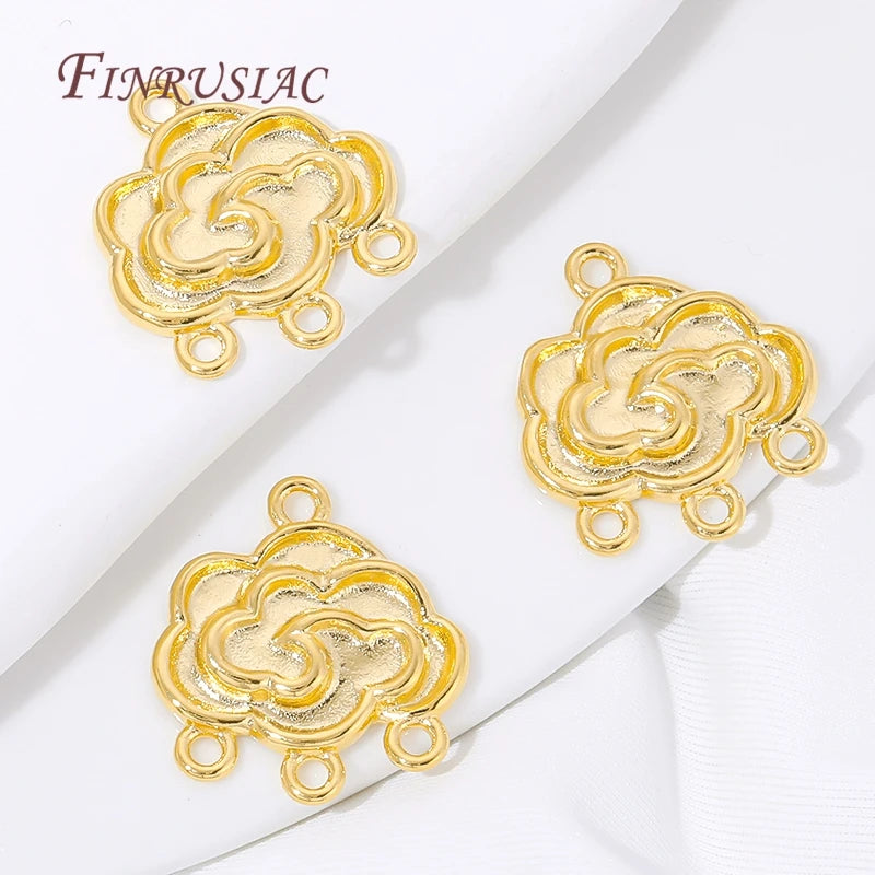 18K Gold Plated Cloud 4-Hole Connector | DIY Jewelry Findings Jewelry Connector Finding P3