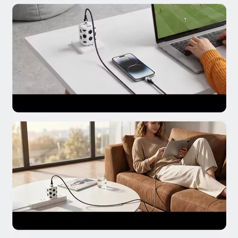 P3 Football Style Braided Fast Charging Cable – Apple & Android Fast Charging Cable P3
