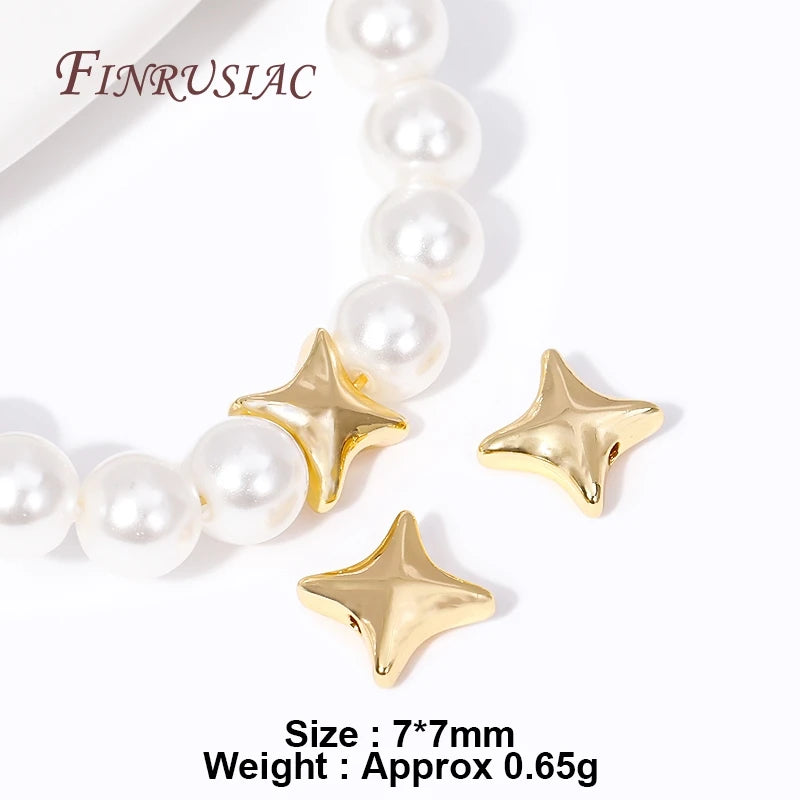 18K Gold Plated Star & X Brass Spacer Beads | DIY Jewelry Making Jewelry Spacer Beads P3 18K Real Gold Plated 2 Pieces