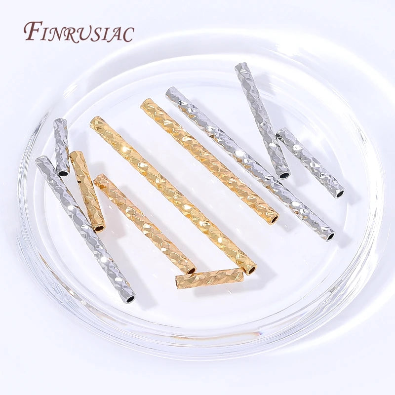 18K Gold Plated Diamond Cut Tube Spacer Beads | DIY Jewelry Jewelry Spacer Beads P3