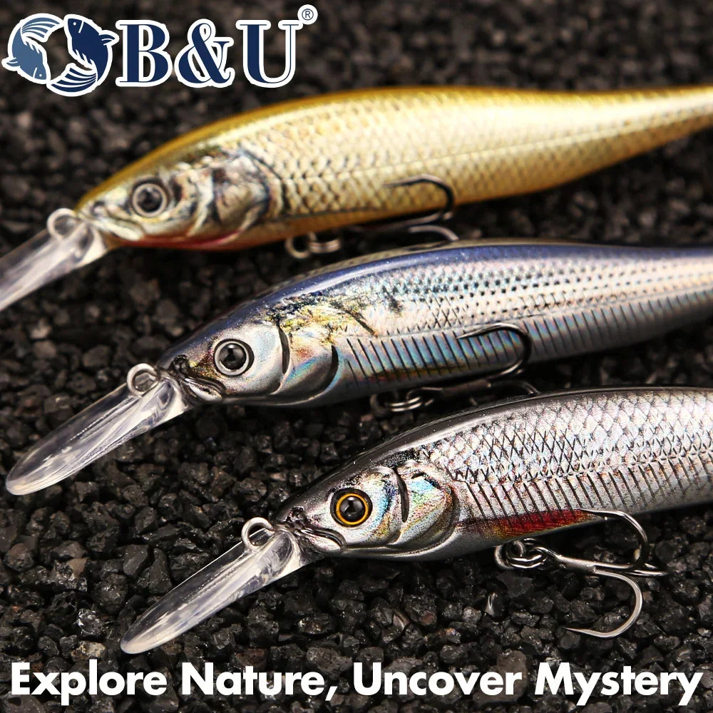 B&U Slow Floating Minnow Jerkbait – Pike Perch Chub Lure Hard Fishing Lure P3