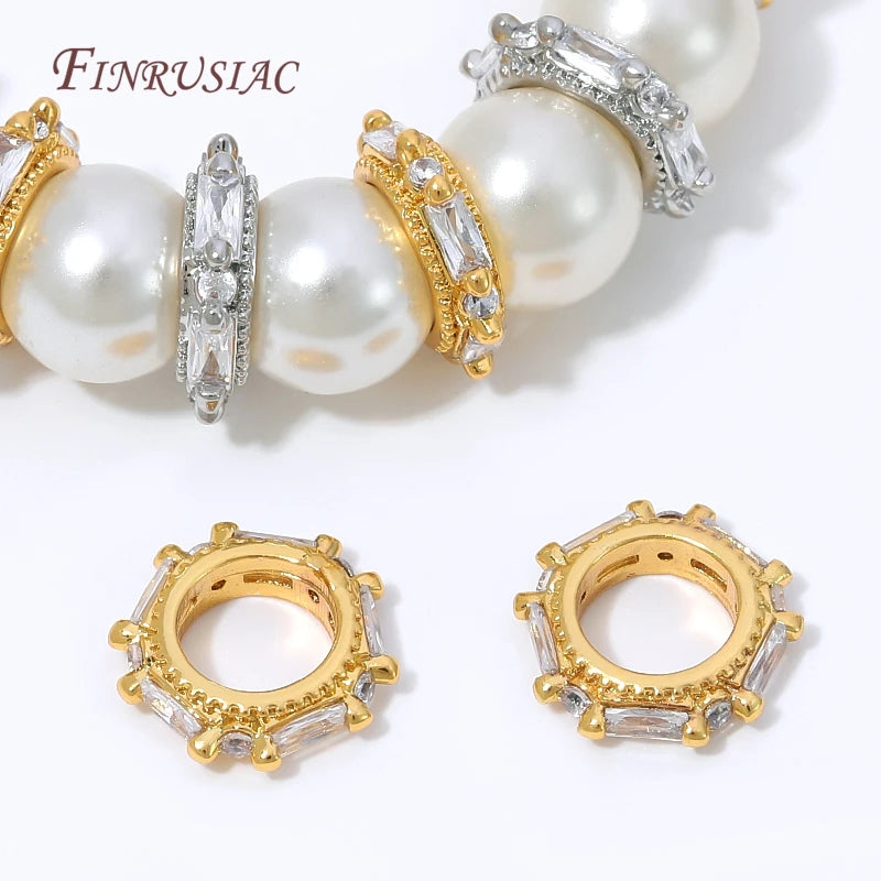 18K Gold Plated Micro Pavé Hollow Spacer Beads | DIY Jewelry Jewelry Spacer Beads P3