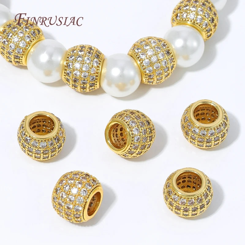 18K Gold Plated CZ Micro Pavé Barrel Spacer Beads | Jewelry Making Jewelry Making Beads P3
