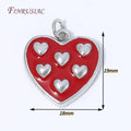 Red Enamel Heart Charms 18K Gold Plated DIY Pendant Jewelry Charm Pendant P3 Rhodium Plated 2 pieces