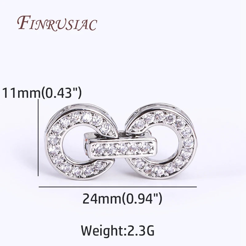 18K Gold Plated Zircon Round Clasp 11x24mm – DIY Jewelry Jewelry Clasp Finding P3 Rhodium Plated 2 Pieces