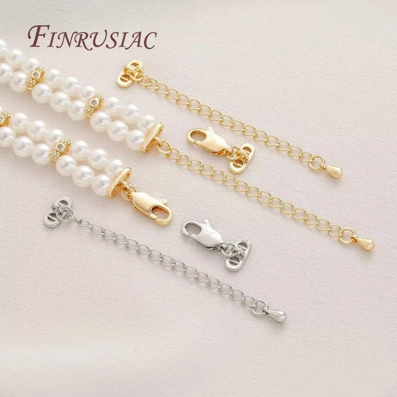 18K Gold Plated Extension Chain Spring Clasp – Pearl Necklace DIY Jewelry Finding Chain P3