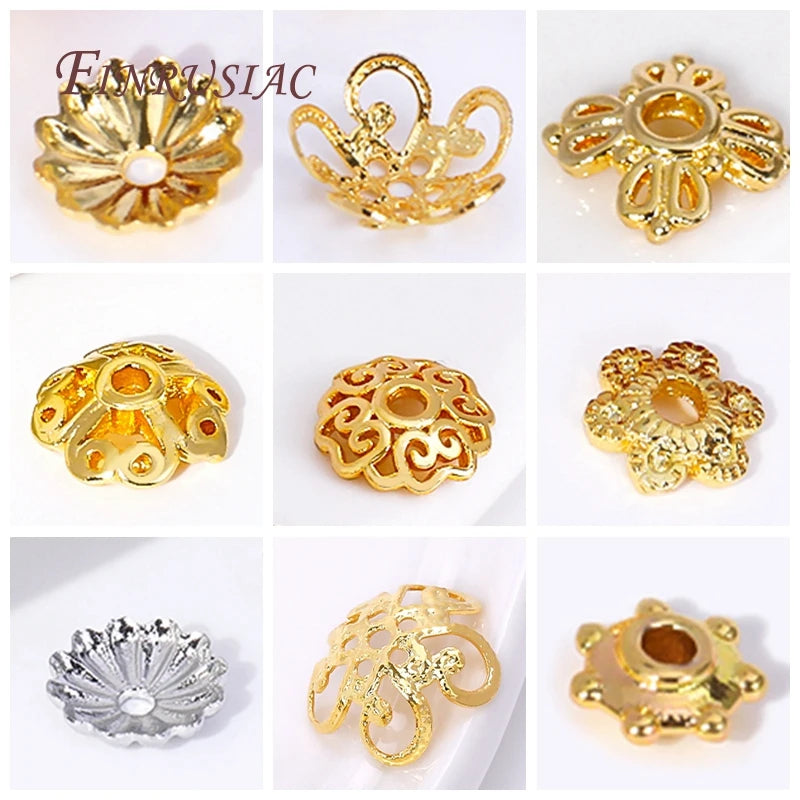 18K Gold Plated Brass Flower Bead Caps 4/5/6mm – Snowflake Spacers Bead Caps Spacers P3