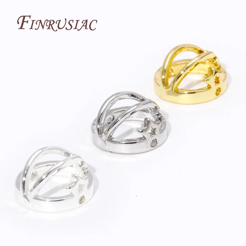 18K Gold Plated Round Bead Frame Spacer Connectors | DIY Jewelry Bead Spacer Connector P3