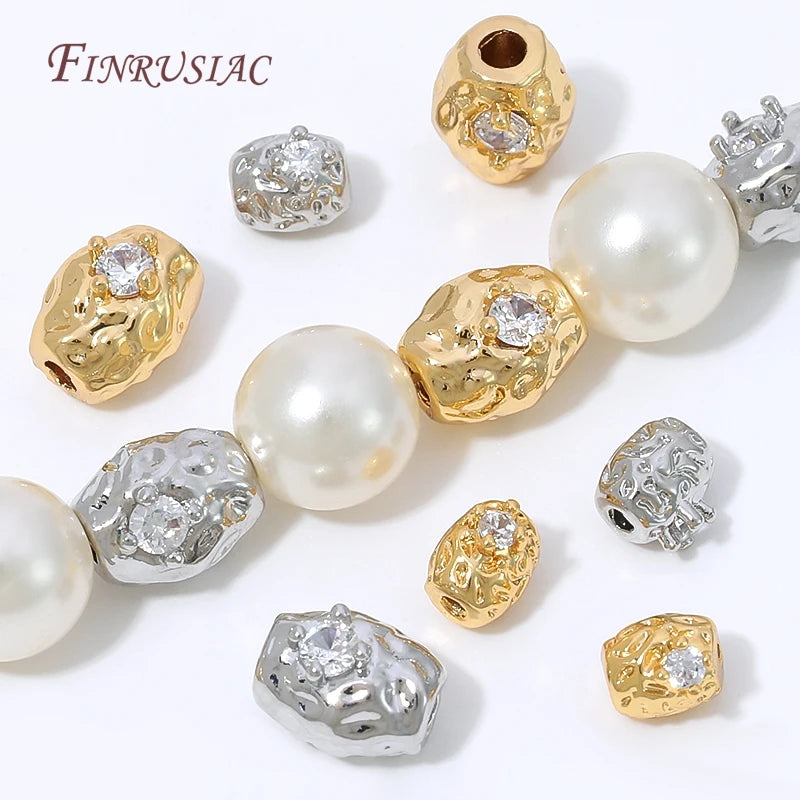 18K Gold Plated Zircon Oval Charm & Spacer Beads | DIY Jewelry Jewelry Making Beads P3