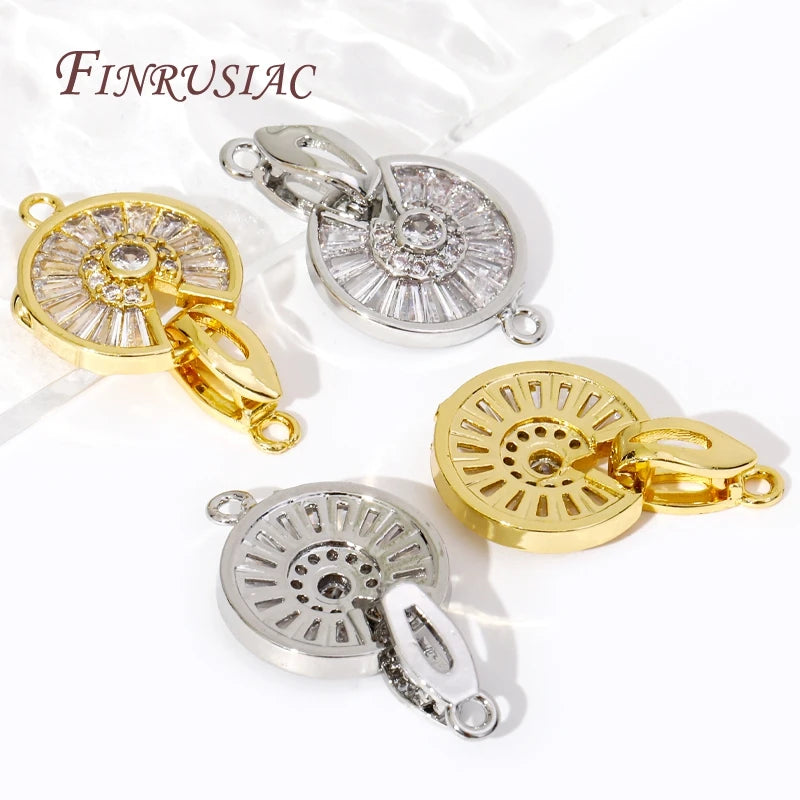18K Gold Plated Brass Zircon Round Clasp – DIY Jewelry Jewelry Clasp Finding P3