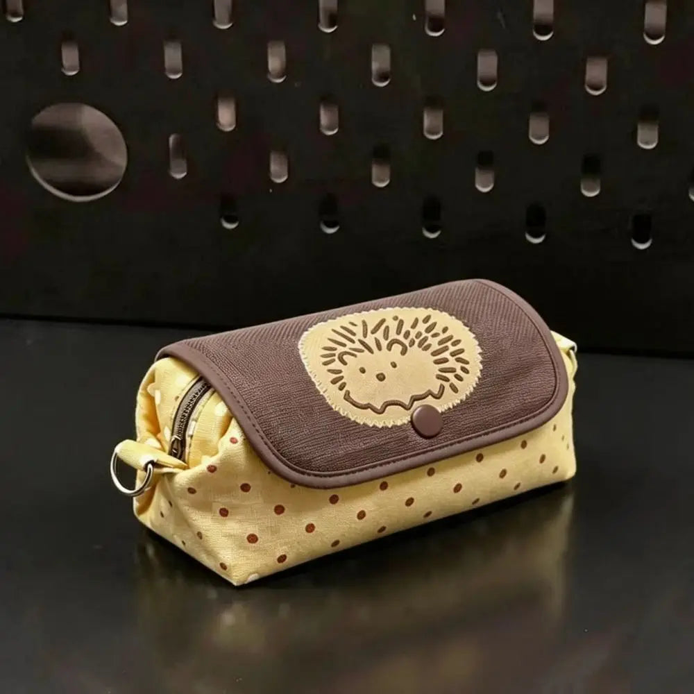 Cute Hedgehog Pencil Case – Large Capacity Dot Pattern Pen Bag Pencil Case P3