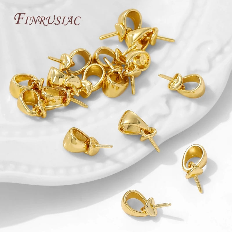 18K Gold Plated Brass Bail Pearl Mount – DIY Jewelry Findings Jewelry Bail Findings P3