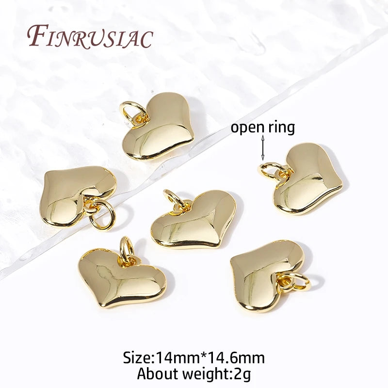 18K Gold Plated Heart Pendant Charm – DIY Brass Necklace Jewelry Pendant Charm P3 18K Real Gold Plated 4 Pieces