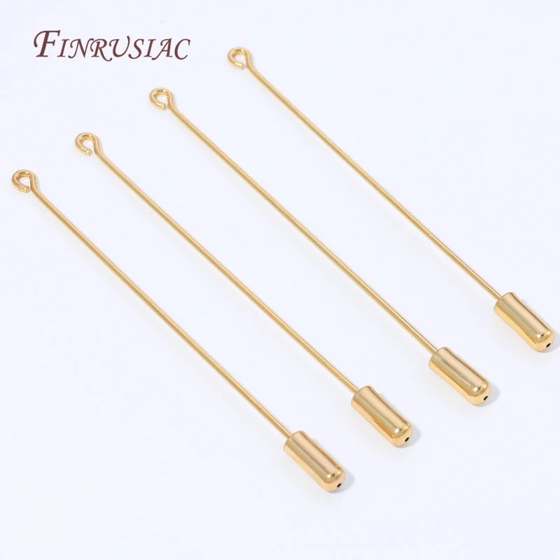 18K Gold Plated 70mm Brooch Pin Stem with Cap | DIY Jewelry Brooch Pin Finding P3