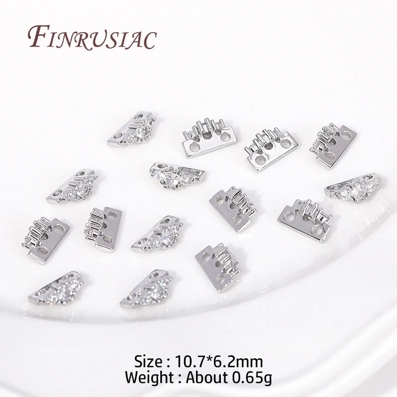 18K Gold Plated Zircon Flower Spacer Bars 2/3 Hole | DIY Jewelry Jewelry Spacer Bars P3 Rhodium Plated 10 Pieces
