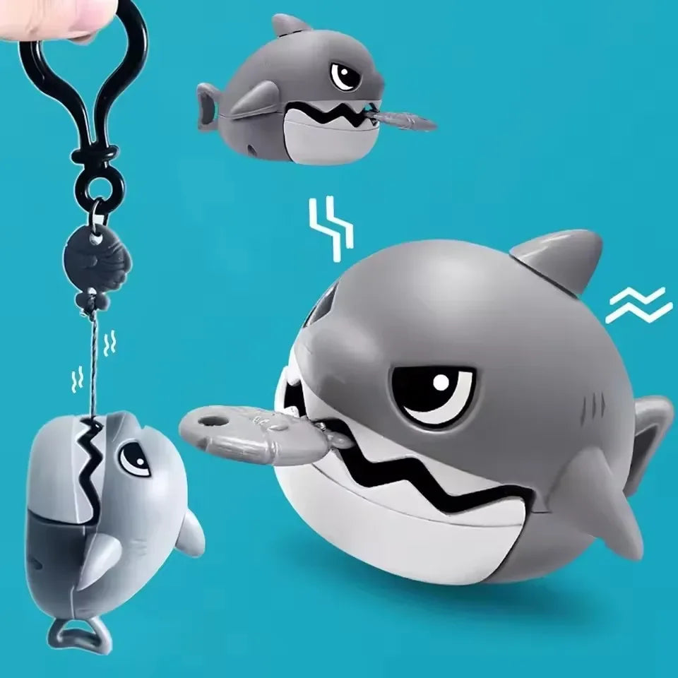 Pull Line Nibbling Shark Keychain – Cute Cartoon Bag Pendant Novelty Keychain P3