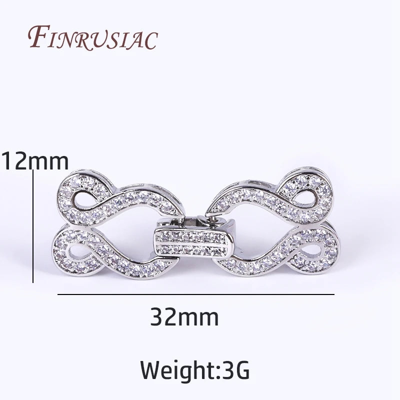 18K Gold Plated CZ Pearl Necklace Clasp – DIY Jewelry Findings Jewelry Clasp Findings P3 Rhodium Plated 1 Piece