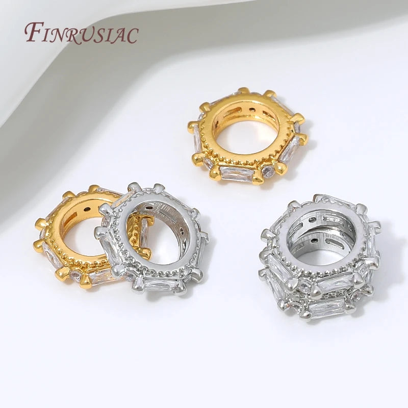 18K Gold Plated Micro Pavé Hollow Spacer Beads | DIY Jewelry Jewelry Spacer Beads P3