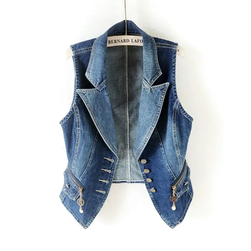 PTKPCC Women's Denim Vest Jacket – Sleeveless Waistcoat S–3XL Denim Vest Jacket P3