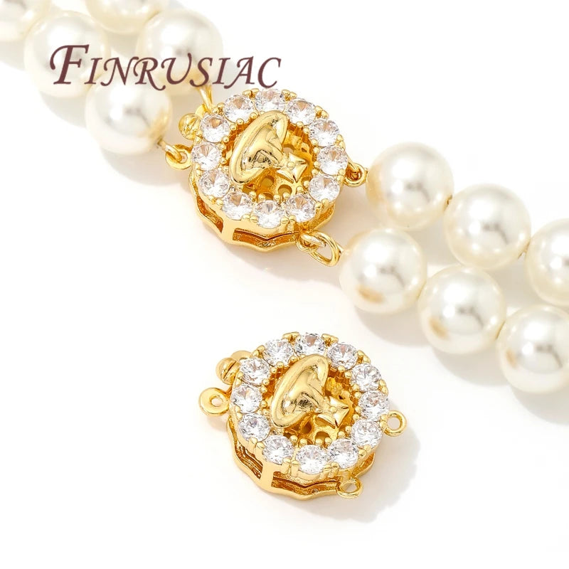 18K Gold Plated Zircon Round Clasps – DIY Bracelet Findings Jewelry Clasp Findings P3