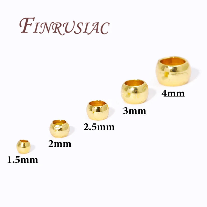 18K Gold Plated Crimp Beads 2mm–4mm | Stopper Spacer Findings Jewelry Crimp Beads P3