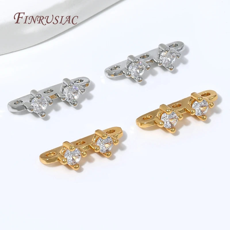 18K Gold Plated CZ 3-Hole Spacer Bar Connector | DIY Jewelry Jewelry Connector Finding P3