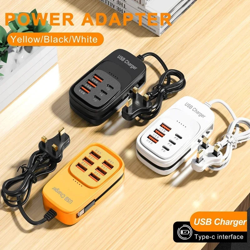 6-in-1 Desktop Charging Station | USB-A & PD Type-C Hub USB Charging Station P3