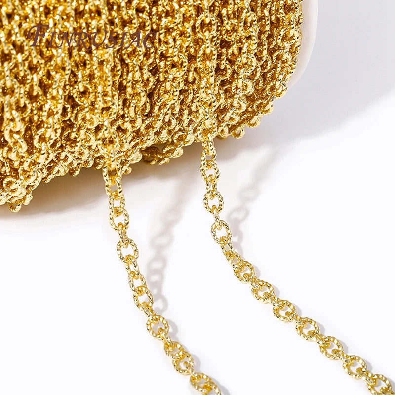 18K Gold Plated Textured Cable Chain 4.7mm×6mm DIY Jewelry Jewelry Making Chain P3
