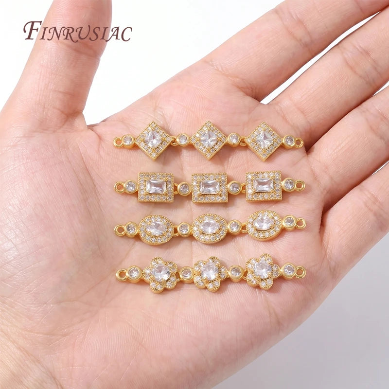 18K Gold Plated Rhombus CZ Connector Links | DIY Jewelry Findings Jewelry Connector Findings P3