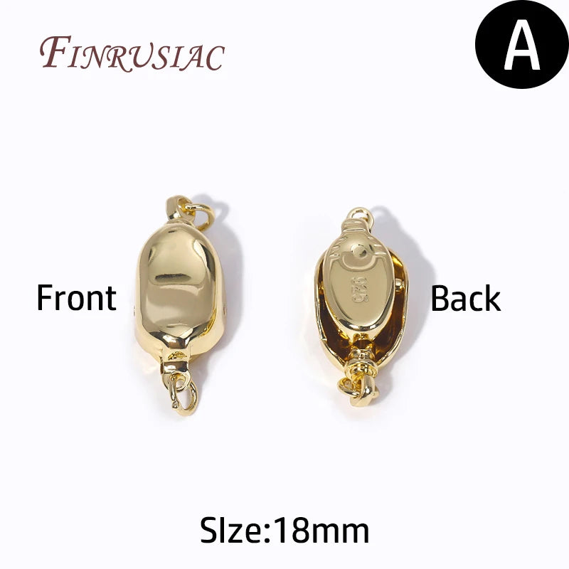 14K Gold Plated Brass Ingot Press Buckle Clasp Connectors DIY Jewelry Clasp Findings P3 14K Gold Plated 4 Pieces