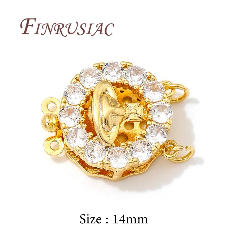 18K Gold Plated Zircon Round Clasps – DIY Bracelet Findings Jewelry Clasp Findings P3 18K Real Gold Plated 3 pieces