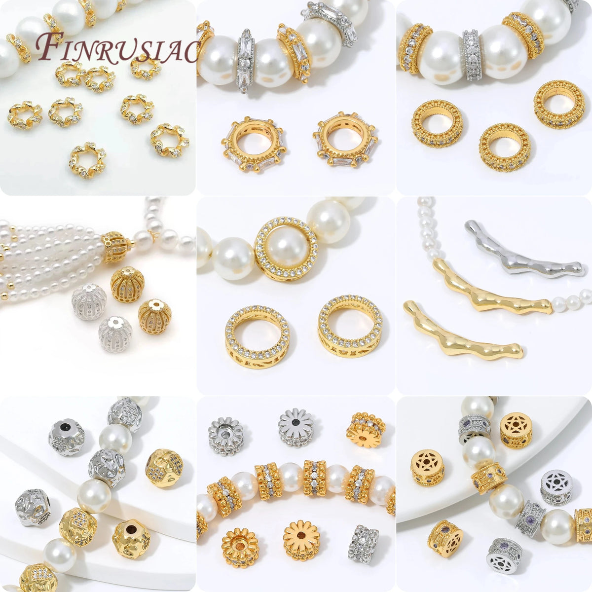 18K Gold Plated Micro Pavé Hollow Spacer Beads | DIY Jewelry Jewelry Spacer Beads P3