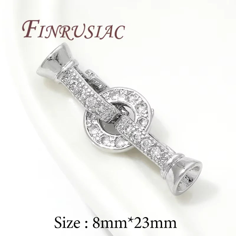 18K Gold Plated Bracelet Clasp | Pearl Lock Jewelry Connector Jewelry Clasp Finding P3 Rhodium Plated 2 pieces
