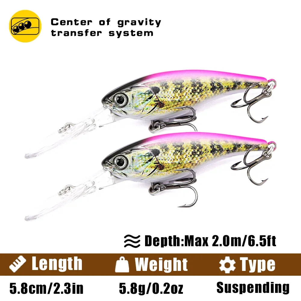 B&U 3D Suspending Minnow Jerkbait – Bass Pike Wobbler Lure Hard Fishing Lure P3