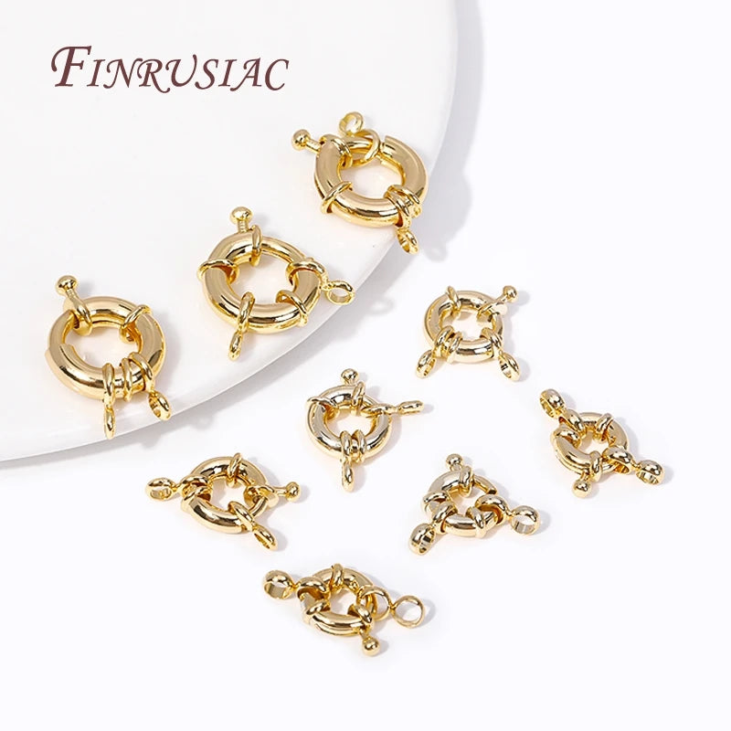 14k Gold Plated Brass Spring Ring Clasps 9/11.5/15mm DIY Jewelry Clasps P3