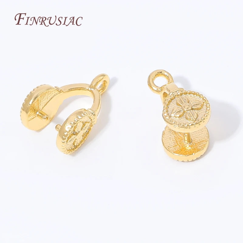 18K Gold Plated Flower Pinch Bails – DIY Jewelry Connectors Jewelry Making Findings P3