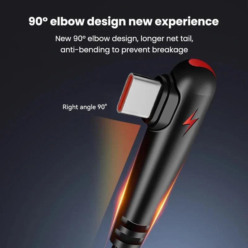 120W USB-C 90° Elbow Fast Charging Cable | Braided Nylon USB-C Charging Cable P3