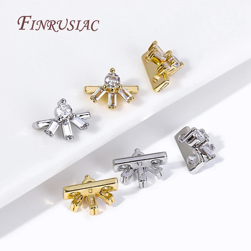 18K Gold Plated Zircon Flower Spacer Bars 2/3 Hole | DIY Jewelry Jewelry Spacer Bars P3