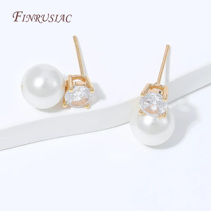 18K Gold Plated CZ Pearl Earring Post Connector | DIY Findings Earring Jewelry Finding P3