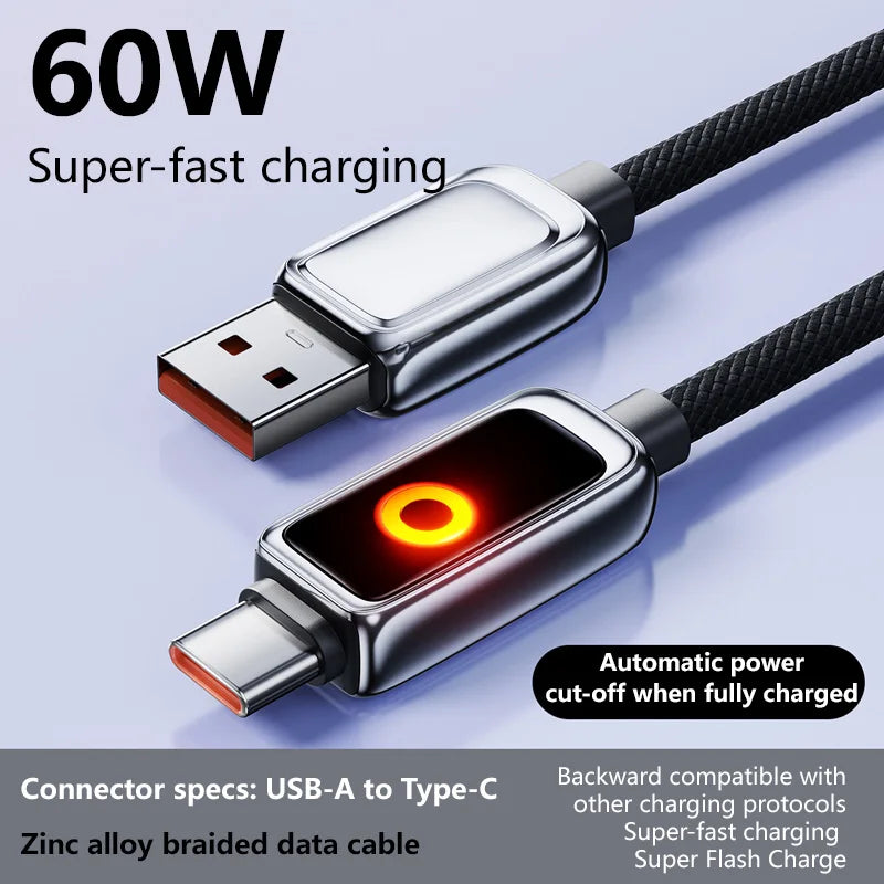 100W USB-C Fast Charging Cable 6A | Auto Power Off & Data Transfer USB-C Charging Cable P3 60W A-C 1m