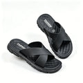 Men's Faux Leather Thick Sole Open Toe Beach Sandals Men's Beach Sandals P3 Black 42