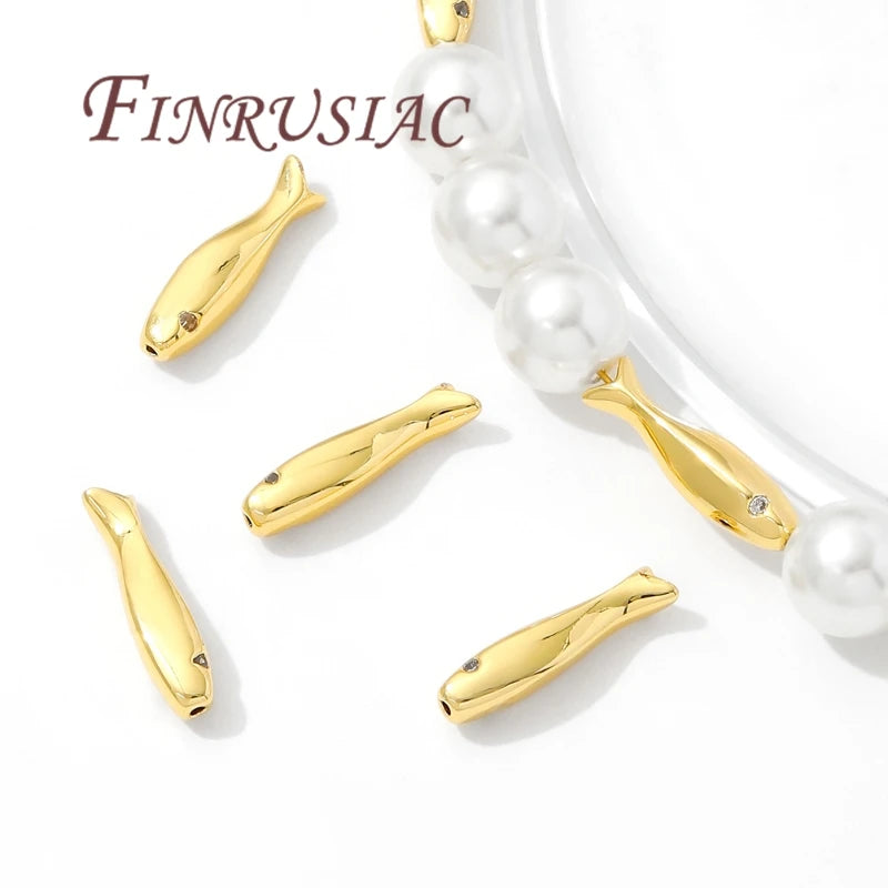 15.3mm Fish Shape Beads 18K Gold Plated DIY Jewelry Findings DIY Jewelry Beads P3