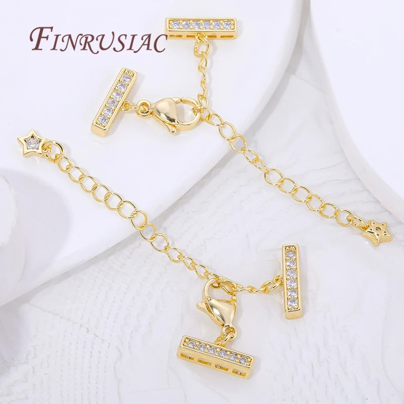 18K Gold Plated 3-Row Pearl Necklace Connector & Extension Chain Jewelry Finding P3