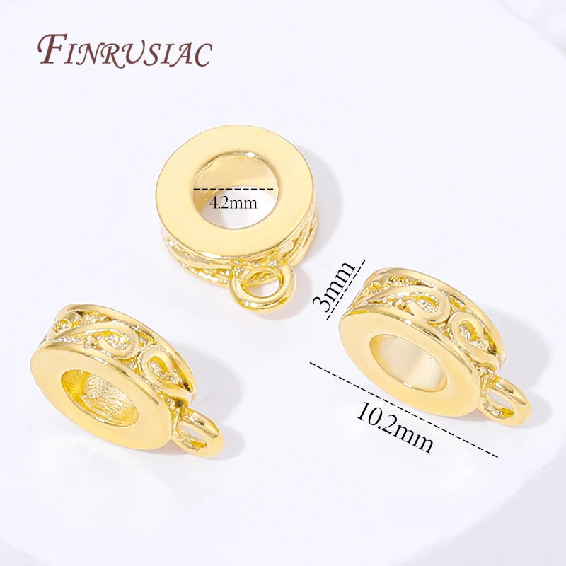 18K Gold Plated Bail Beads Charm Holder Spacer with Loop – 2/4/8 Pcs Jewelry Making Findings P3 18K Gold Plated 4 pieces