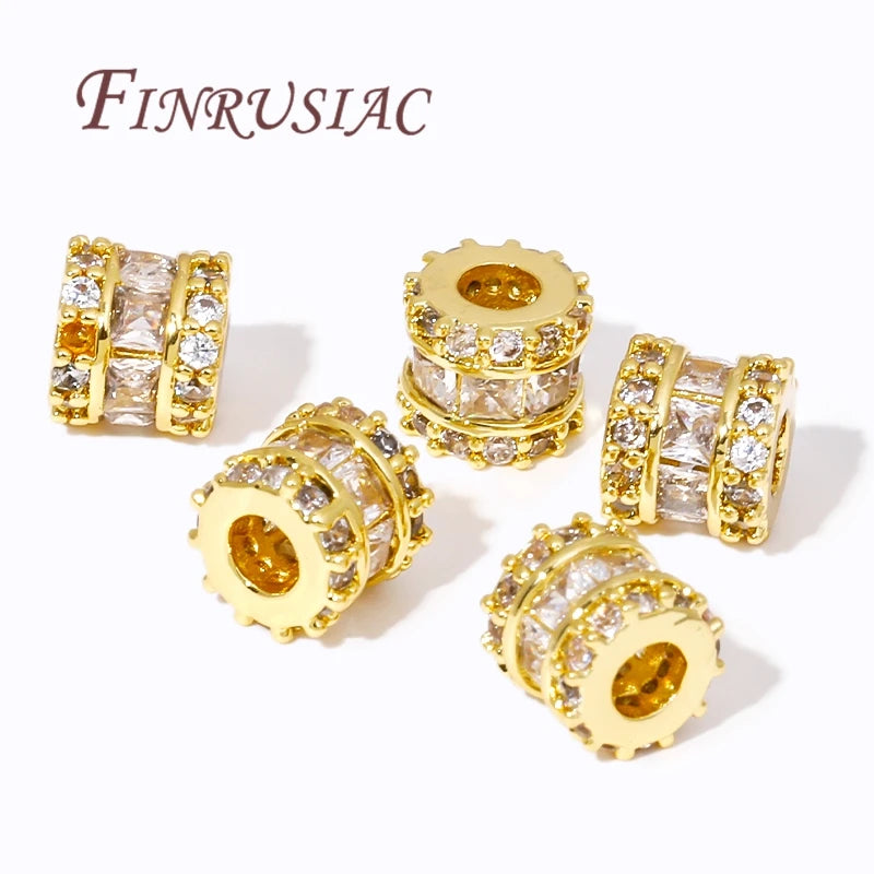 18K Gold Plated Zircon Crystal Spacer Beads – DIY Jewelry Jewelry Spacer Beads P3