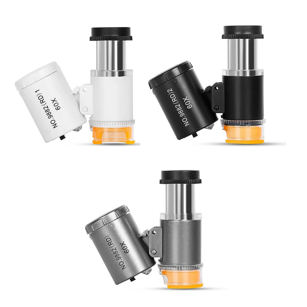Gaqqee 60x Handheld Magnifier Microscope – 3 LED Lights Handheld Magnifier Microscope P3